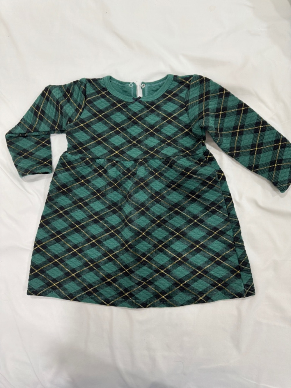 Green Plaid Long Sleeve Girl’s Dress 4T